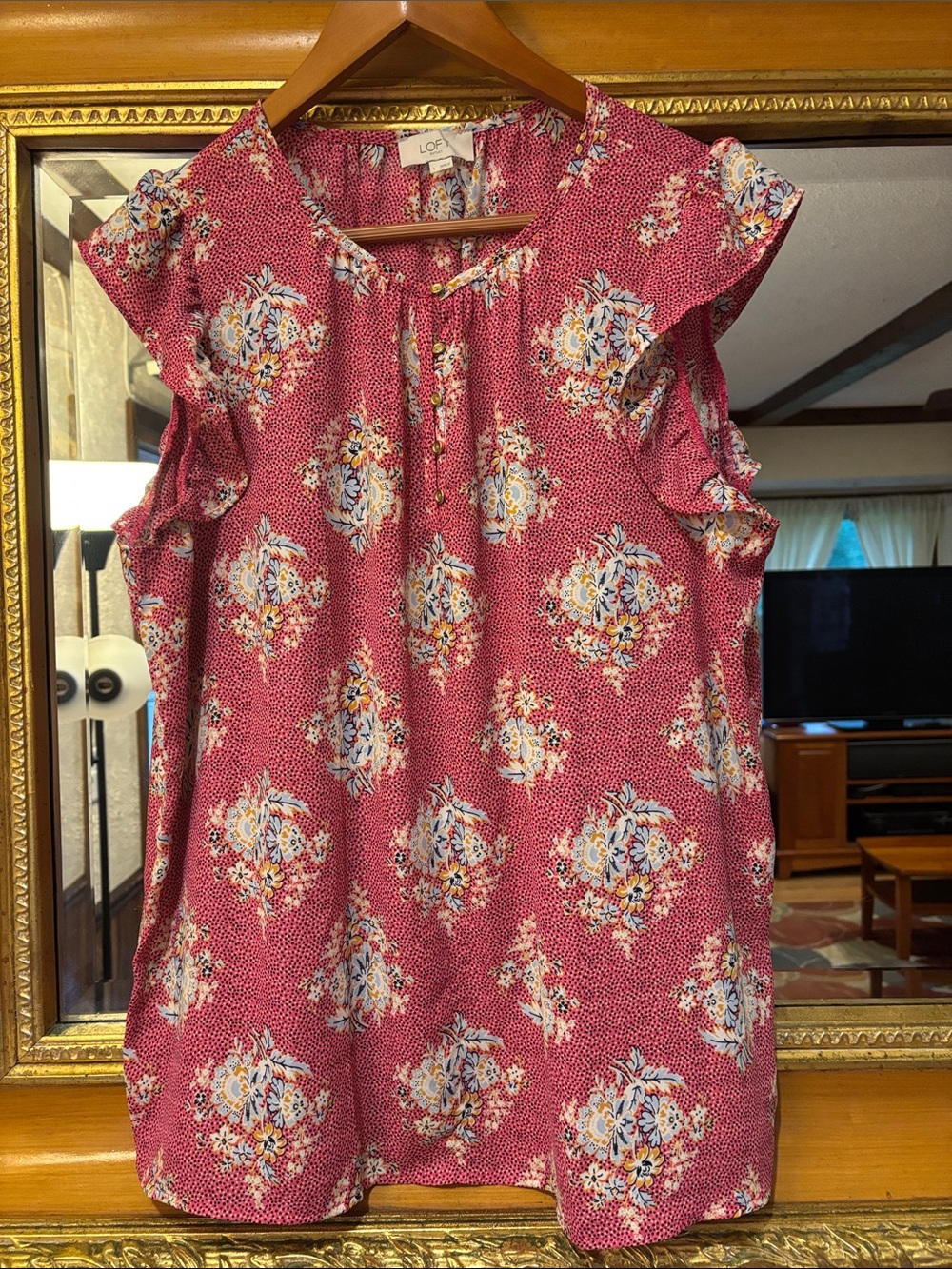 Loft Outlet Pink Floral Dressy Tank - Size L